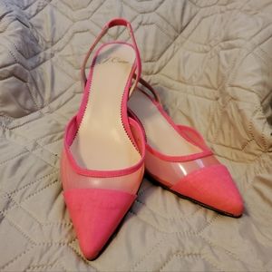 J Crew hot pink kitten heels.